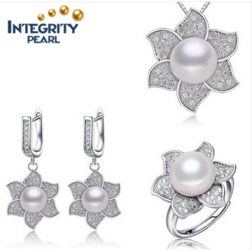 Natural Freshwater Pearl Set Flower Shape AAA 12-13mm Button Pearl latest Design Pearl Set